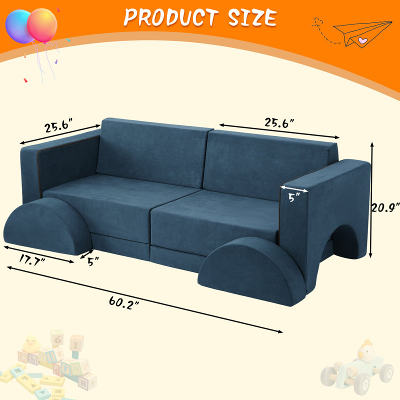 Akoya 60.2'' Modular Sofa, Blue