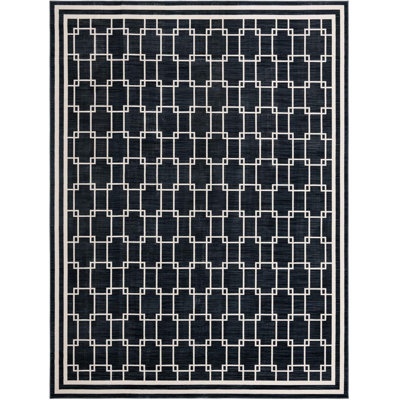 Tapis contemporain bleu Ogorman