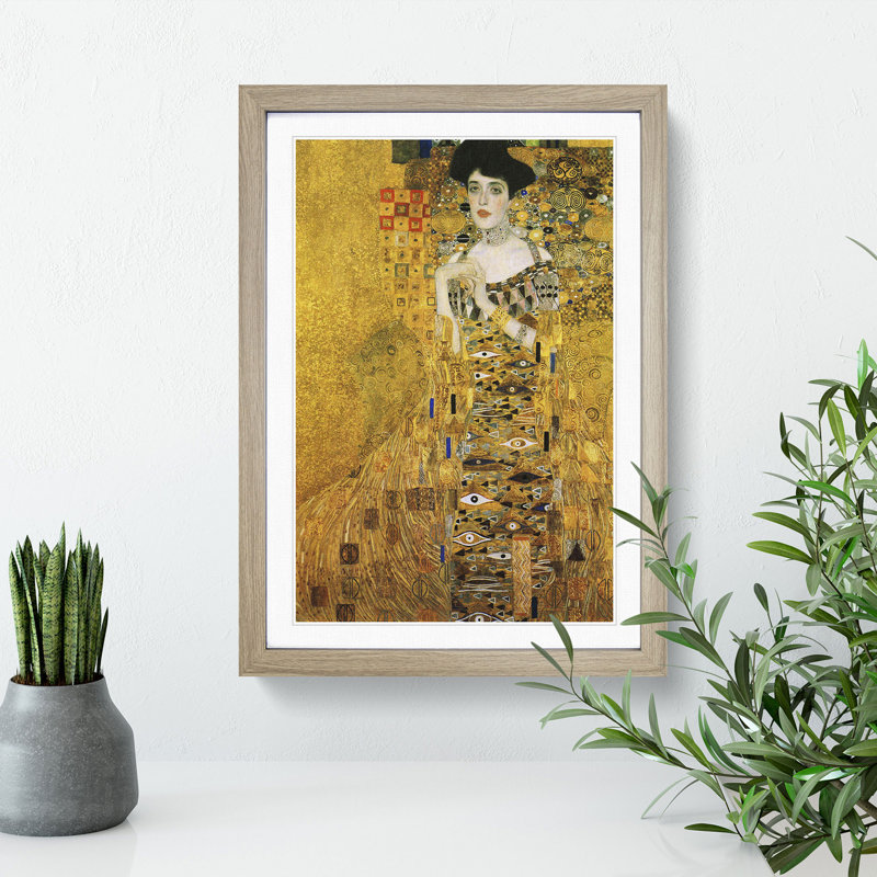 Adele Bloch-Bauer by Gustav Klimt - Framed Print, 36cm H x 27cm W x 2cm D, Oak Framed
