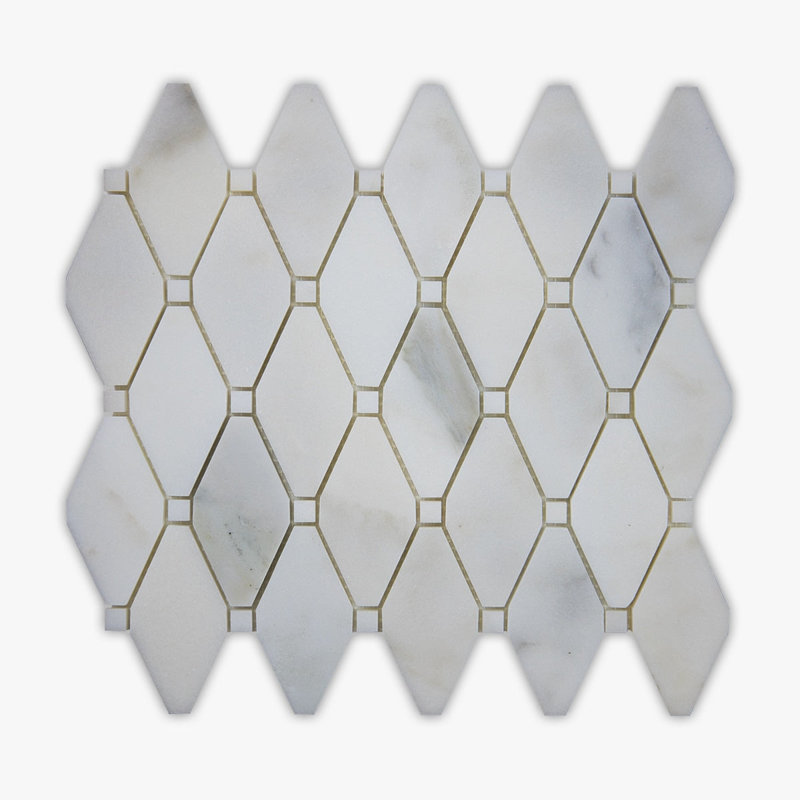 Calacatta 12" x 12" Marble Octagon and dot Mosaic Wall & Floor Tile