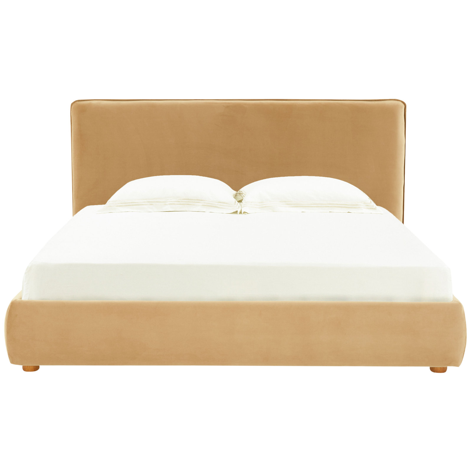 Callahan Upholstered Bed, Queen, Light Brown Velvet