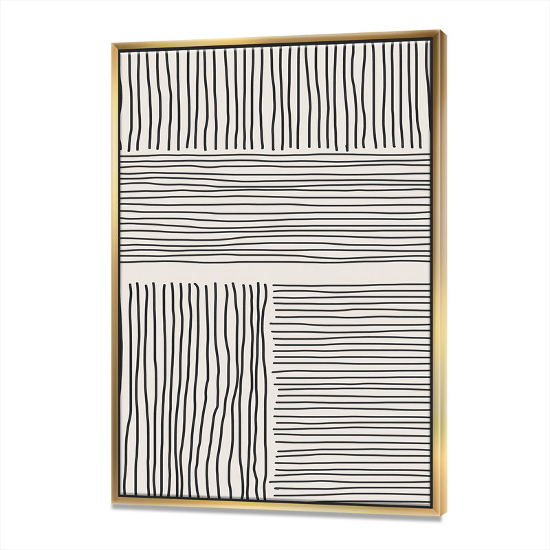 «Minimal Geometric Lines and Squares IV», reproduction encadrée sur toile, H 40 po x l 30 po x P 1,5 po, Toile encadrée d'or