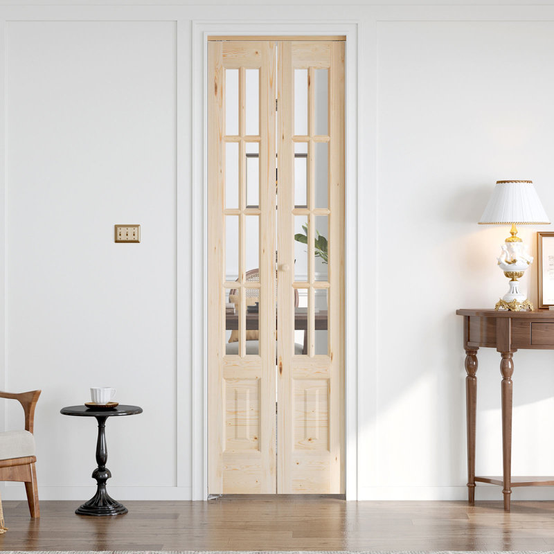 Porte pliante en verre et bois massif 8-Lite avec trousse de quincaillerie d'installation, 2, 24 po x 80 po