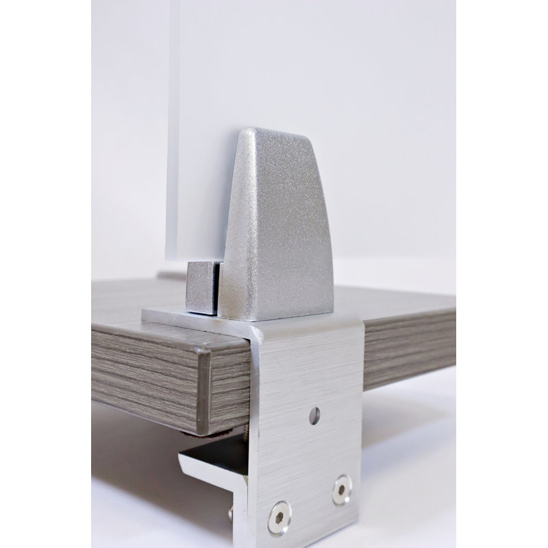 Paravent en acrylique fixé au bureau, En aluminium, Givré, H 18 po x l 60 po x p 0,63 po