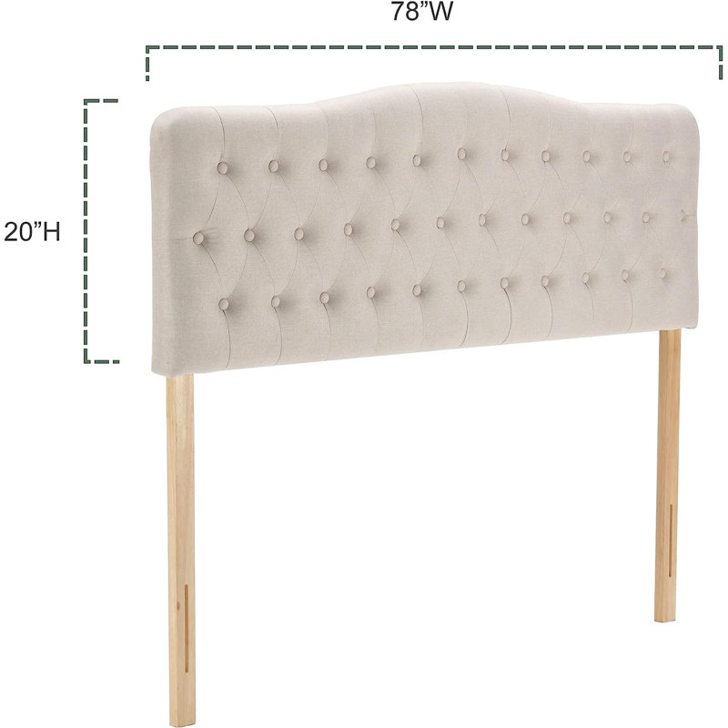 Dayanis Upholstered Linen Wingback Headboard, Beige, King