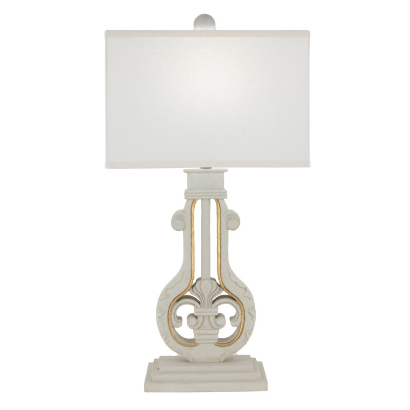Bruno Table Lamp, Soft Light Veranda Gray/Gold Leaf, Natural Off White