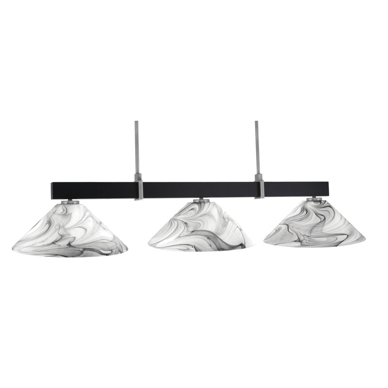 Raheemah Wellington 3 Light Bar, Black/White, Matte Black/Graphite, 10.75" H x 16" W x 16" D