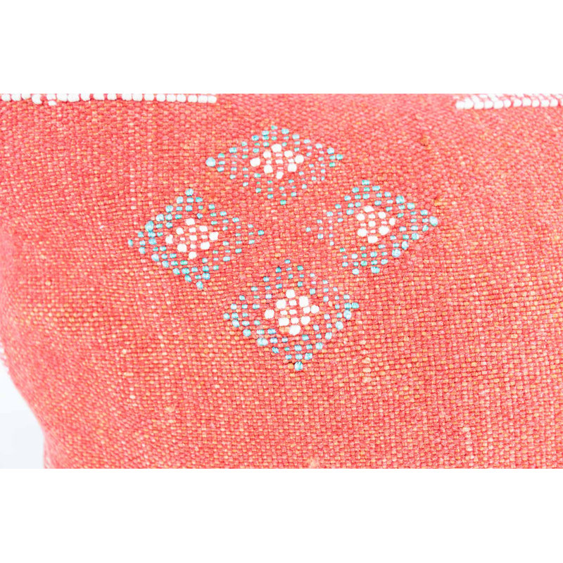 Atlas Silk Lumbar Pillow Cover, Red Geometric 2