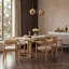 Ensemble de salle à manger 7 pièces pour 6 personnes, table de cuisine rectangulaire avec 6 chaises rembourrées à dossier arrondi, table de salle à manger en bois avec dossier incurvé et sièges rembourrés (Espresso)-768530703