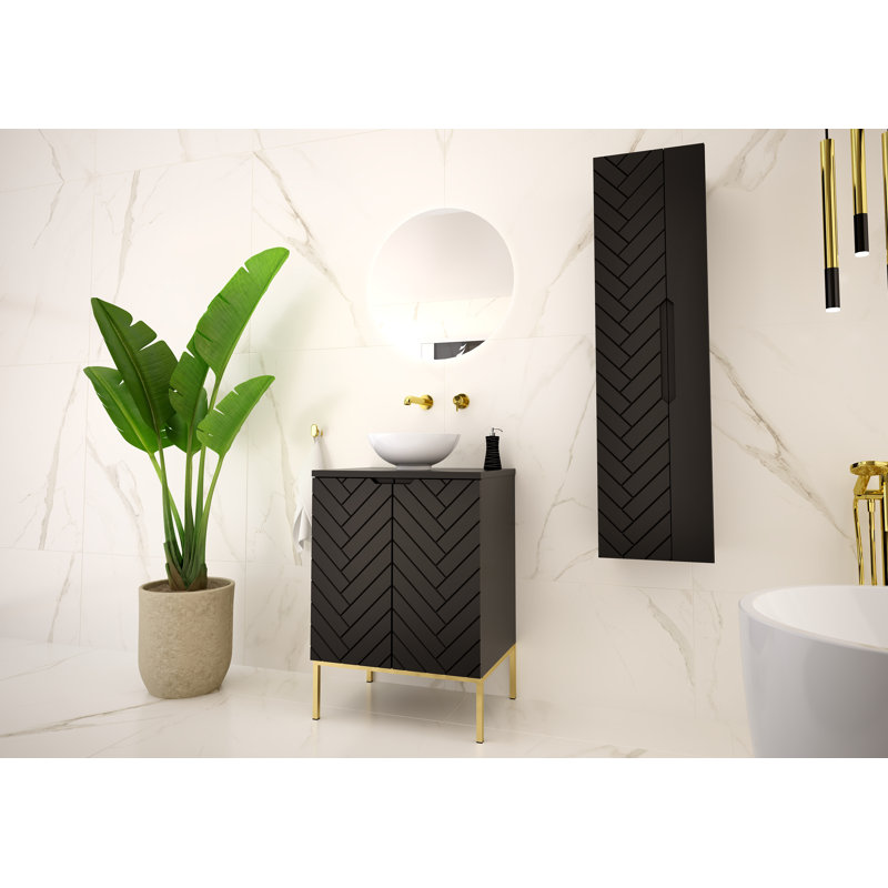 Rigdel Washbasin Cabinet 60, Black/Gold