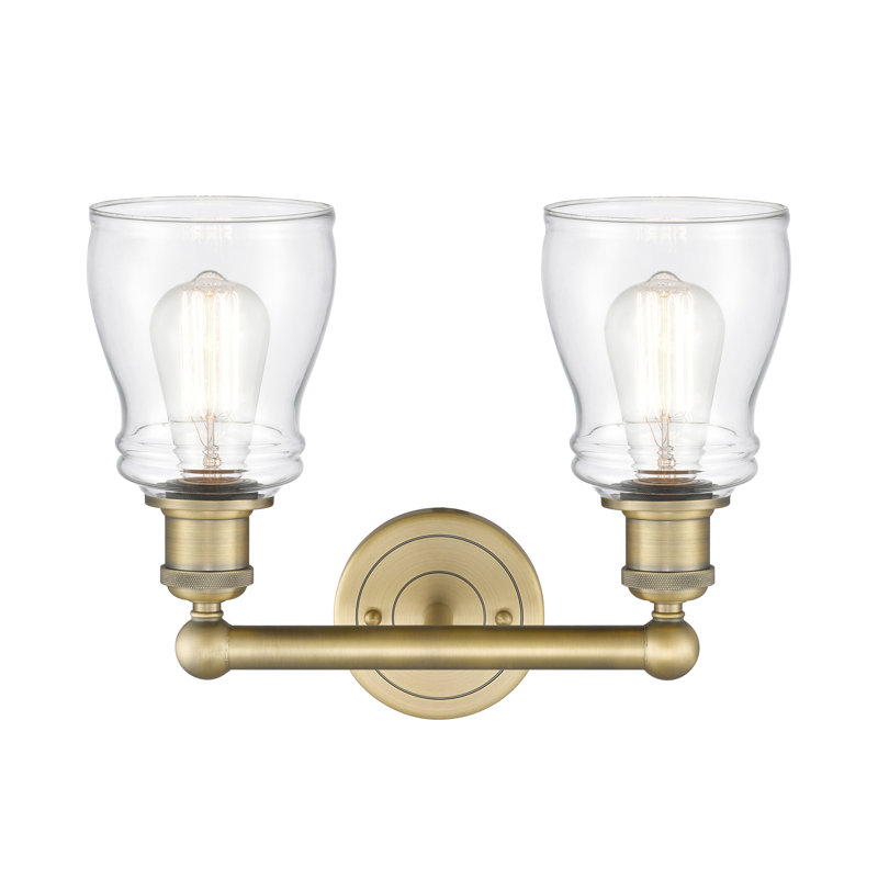 Éclairage pour meuble-lavabo à 2 lumières, Transparent, Laiton brossé