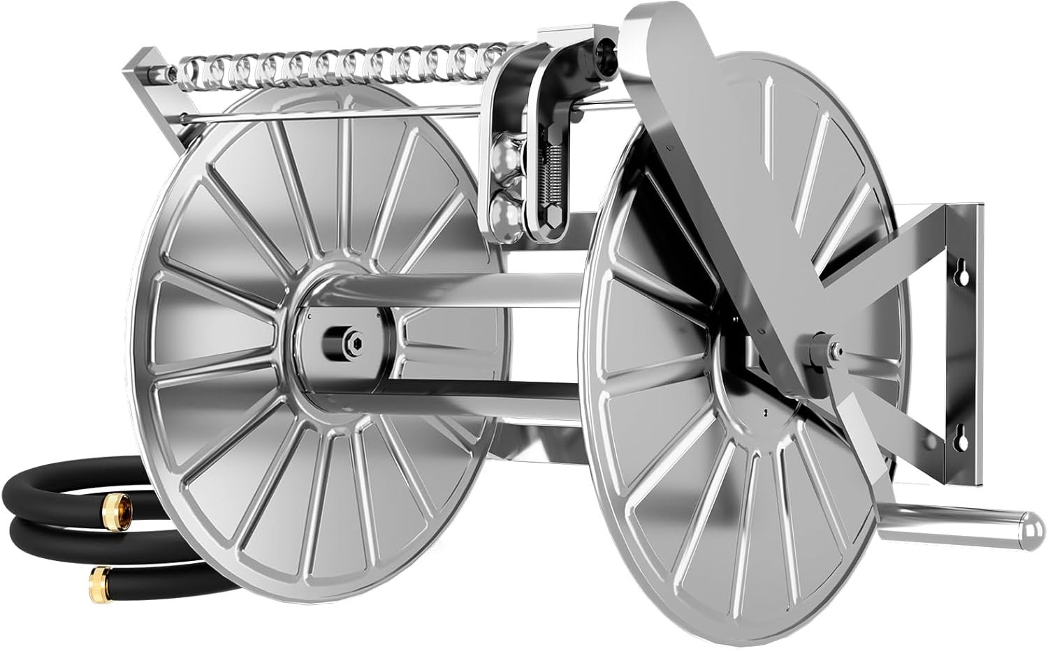 Chariot Enrouleur Tuyau D'arrosage Acier Inox - Portable, Stable, Pour Tuyaux Jusqu'à 60m