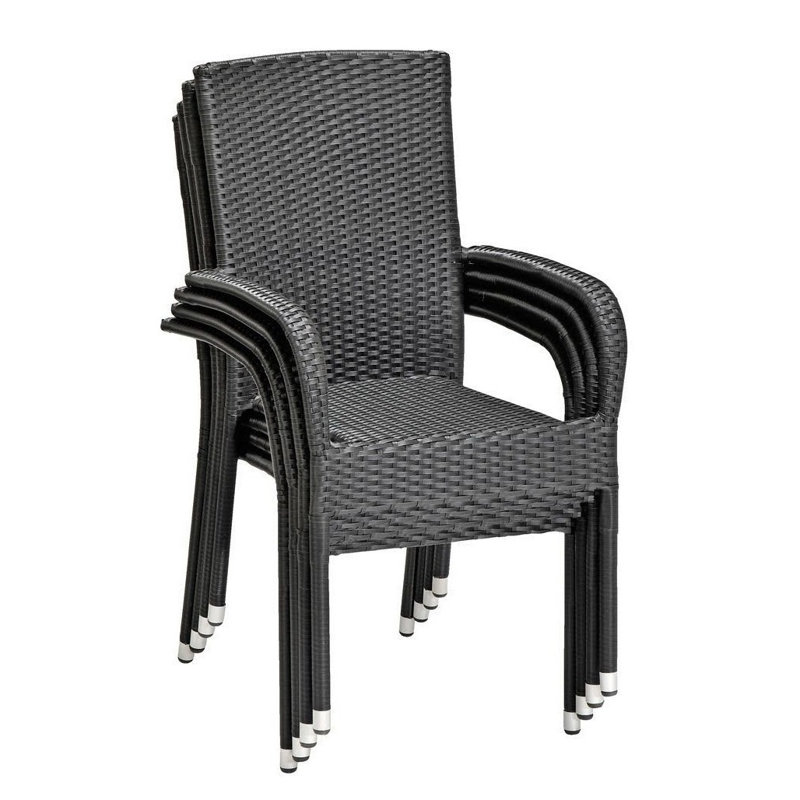 Fauteuils de salle à manger d'extérieur empilables en osier Lorenzo