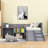 Twin-Size Wood Low Loft Bed with Slide, Climbing Ladder and Storage Shelves-1121609858