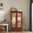 Curio Cabinet With 2 Tempered Glass Doors, Adjustable Shelves And Led Light-1031905954