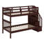 Lit superposé d'escalier avec rangement et garde-corps pour chambre à coucher, dortoir-90568172