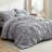 Bedsure Queen Burgundy Pintuck Bed-in-a-Bag - Dark Gray Pinch Pleat Comforter Set with Sheets, Pillowcases & Shams (Set of 7)-110327219-105523204