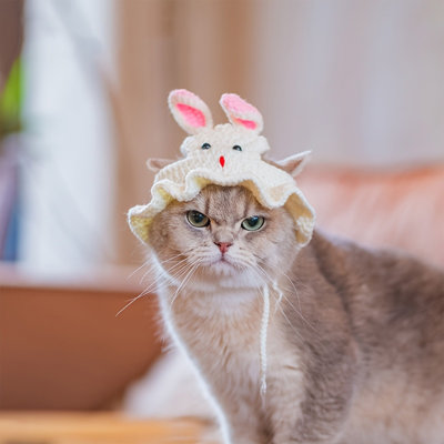 Chapeau en tricot pour oreilles de lapin de Pâques, 11,81 po x 14,17 po, blanc