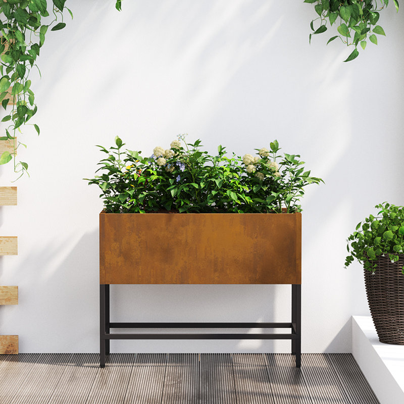 Elevated Planter, Brown, 48cm H x 60cm W x 26cm D