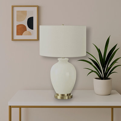 Janette Ivory / Cream Shade &amp; Cream Ceramic Table Lamp, 25.84'' H X 15.83'' W X 15.71'' D