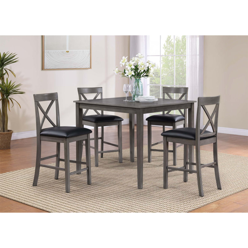 Ensemble de table de pub classique avec quatre tabourets, idéal pour le divertissement à domicile et les repas décontractés, améliorant les rassemblements sociaux