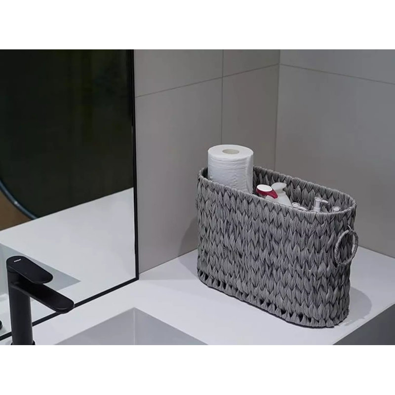 Porte-papier hygiénique en osier avec sachet lavande, Gris