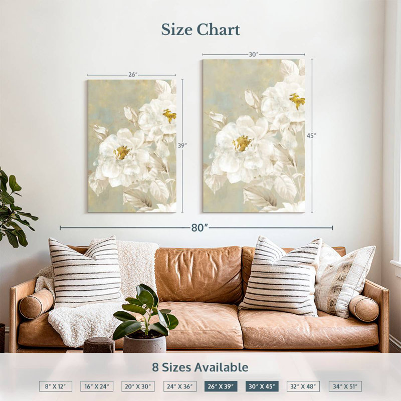 Harnek White Rose, 39" H x 26" W