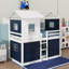 Lit double superposé en bois avec tente-776809681-776809680