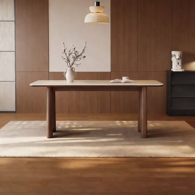 Table Mid-Century blanche en pierre frittée mate