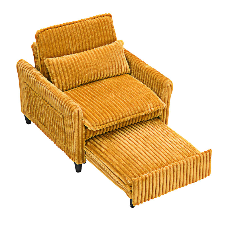 Petit canapé-lit rembourré avec coussin, Jaune