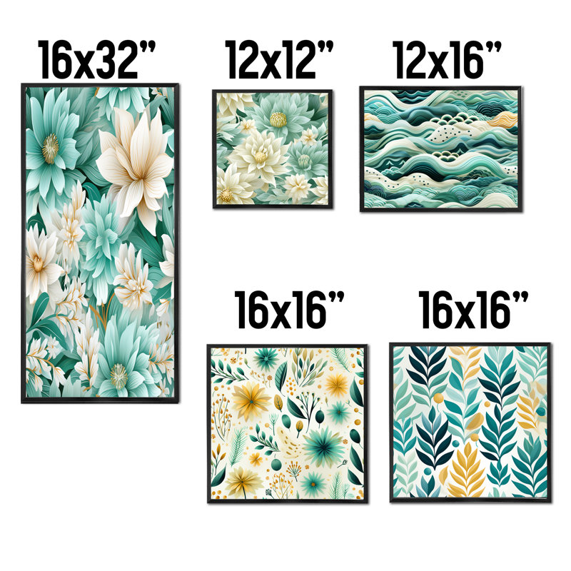 Bohémien, rêve, émeraude, dahlia, motif I, Cadre flottant noir