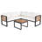 4 Pieces Outdoor Patio Conservation Set, Metal And Wood Frame Sectional L-Shaped Sofa With Soft Cushion And A Coffee Tables For Garden, Backyard, Porch And Deck-1788518763