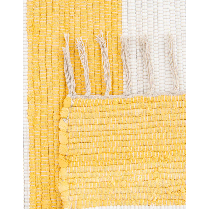 Abishanth Cotton Striped Indoor Rug, Square 7'10"