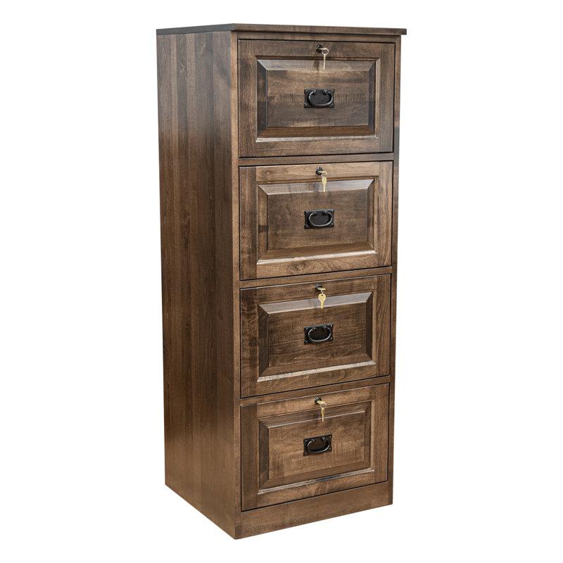 Dopkins 21'' Wide 4 -Drawer Solid Wood File Cabinet, Brown