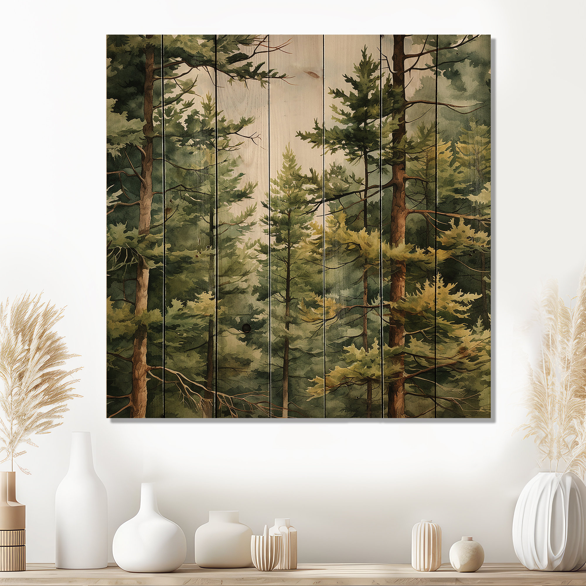 Millwood Pines Pine Tree Symphony II Print on Natural Wood | Wayfair