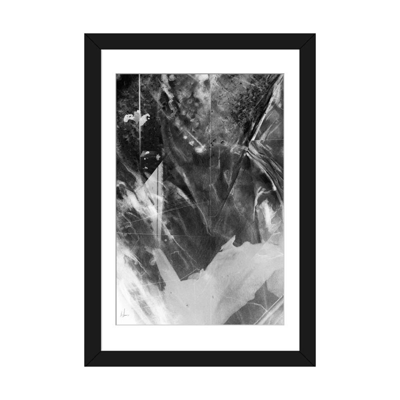 «Black Crystal», impression sur toile tendue, H 24 po x l 16 po x P 1 po, Papier d'art encadré noir, Blanc