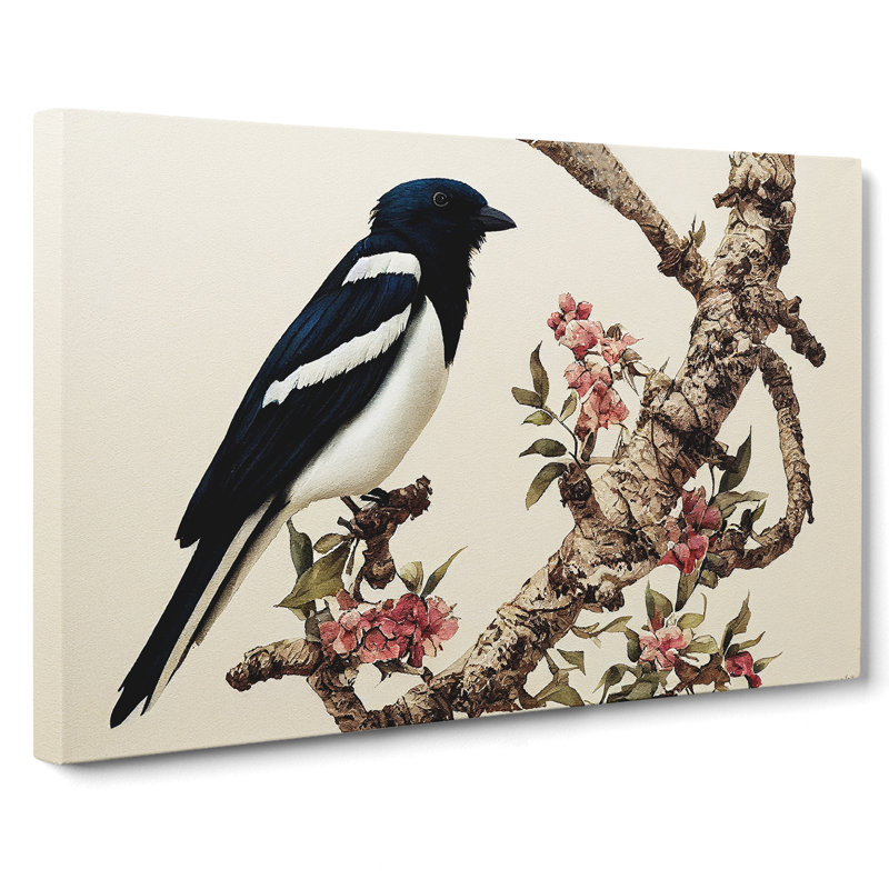 Magpie Bird Watercolour Vol.1 - Wrapped Canvas, 50cm H x 76cm W x 3cm D