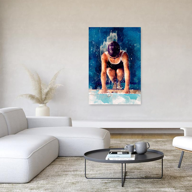 Art mural dauphin contemporain, 60" H x 40" W