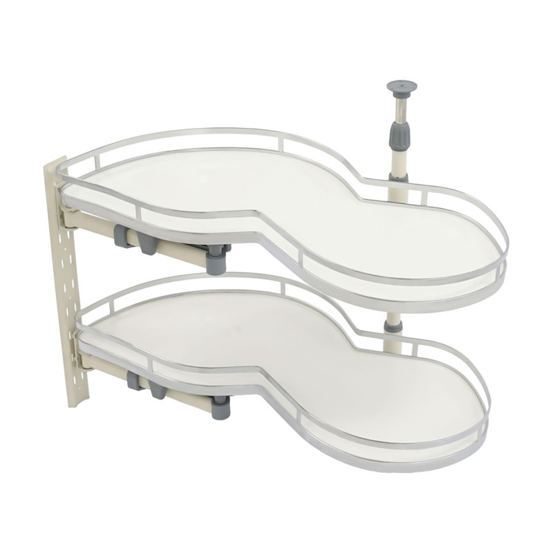 Étagère de coin à 2 niveaux avec ouverture à gauche et armoire coulissante en acier au carbone à hauteur réglable pour armoire de coin