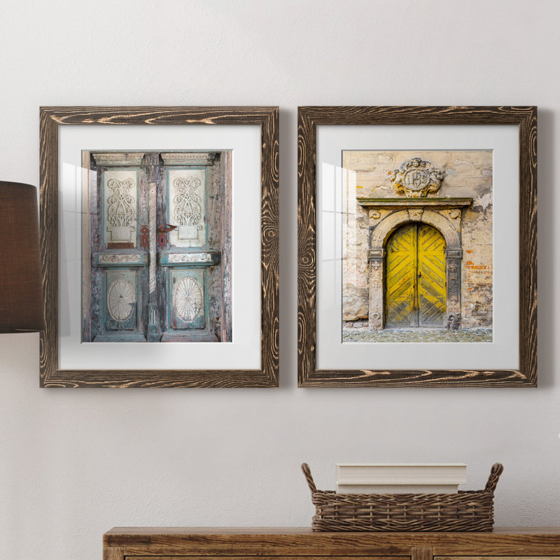 Porte baltique - ensemble de 2 reproductions d'art, H 20 po x l 17 po x P 1 po, Papier, cadre noyer, Blanc