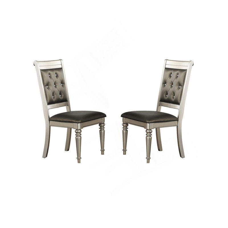 Chaises de salle à manger avec dossier capitonné, argent (ensemble de 2)