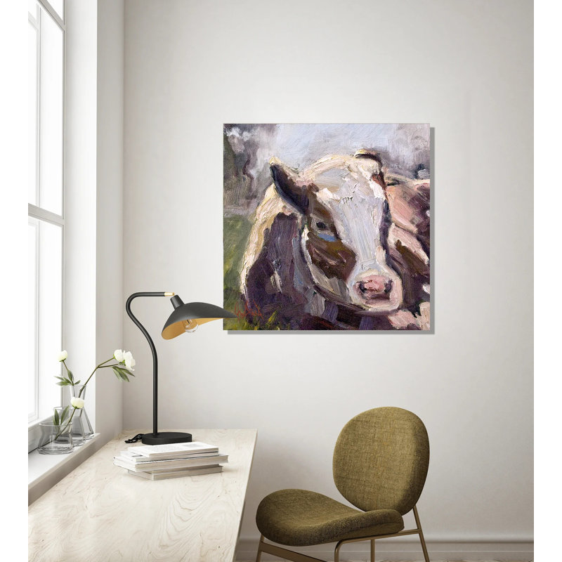 Moo Moo III - Reproduction d'artiste sur toile, Cadre flottant blanc
