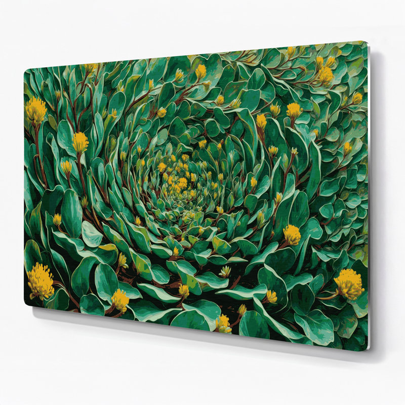 Art mural en métal vert légumes Purslane, H 11 po x l 14 po