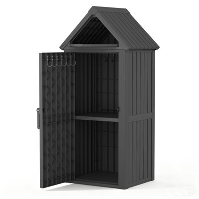 Resin Outdoor Storage Shed Cabinet Waterproof And Multiple Hooks