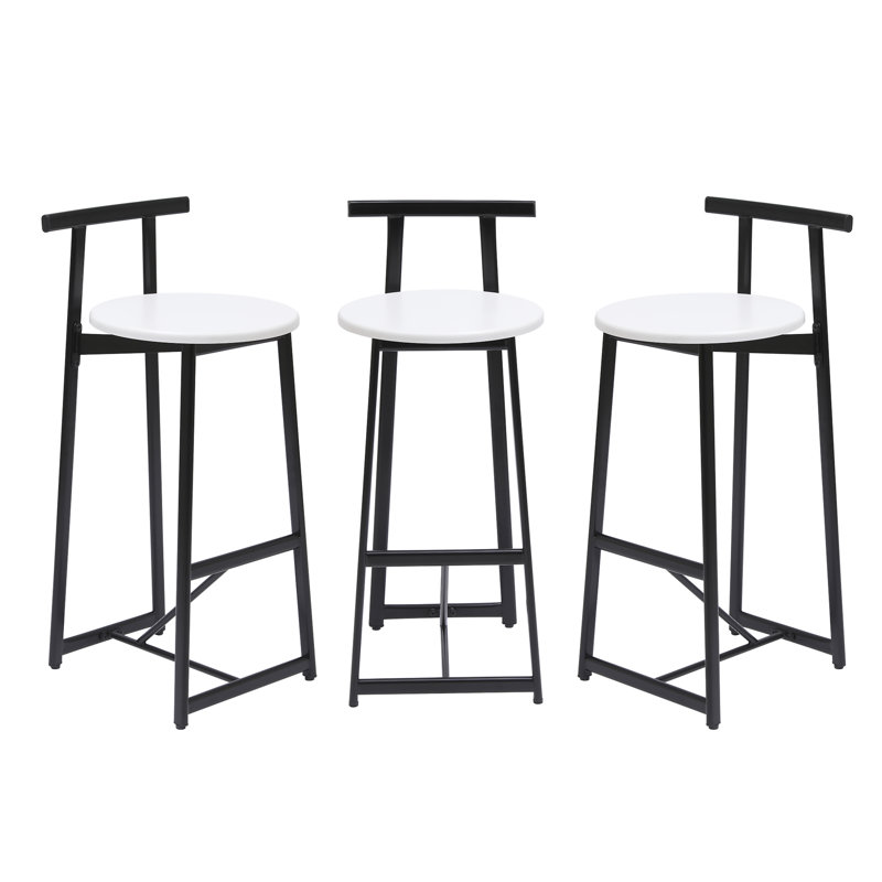 Ensemble de 3 tabourets de bar en métal avec dossier pour la salle à manger, chaises de bar seulement, sans les tables