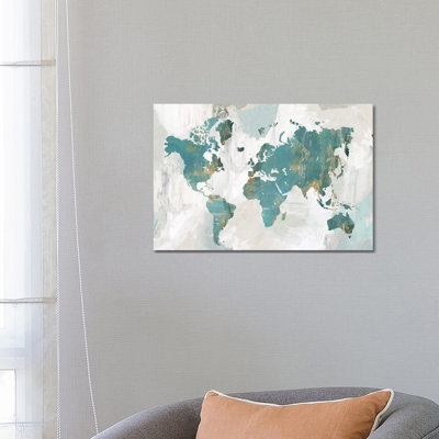 " Teal World Map " Painting