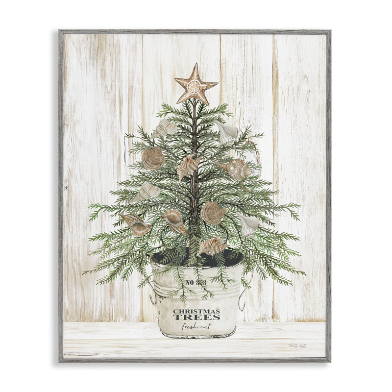 Arbre de Noël rustique coquillage AT-144, H 30 po x l 24 po x P 1,5 po, Estampe numérique Farmhouse