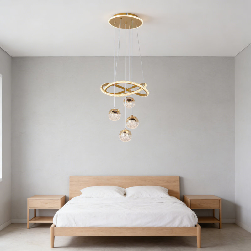 Luminaire suspendu à 4 lumières à intensité variable avec DEL, Doré