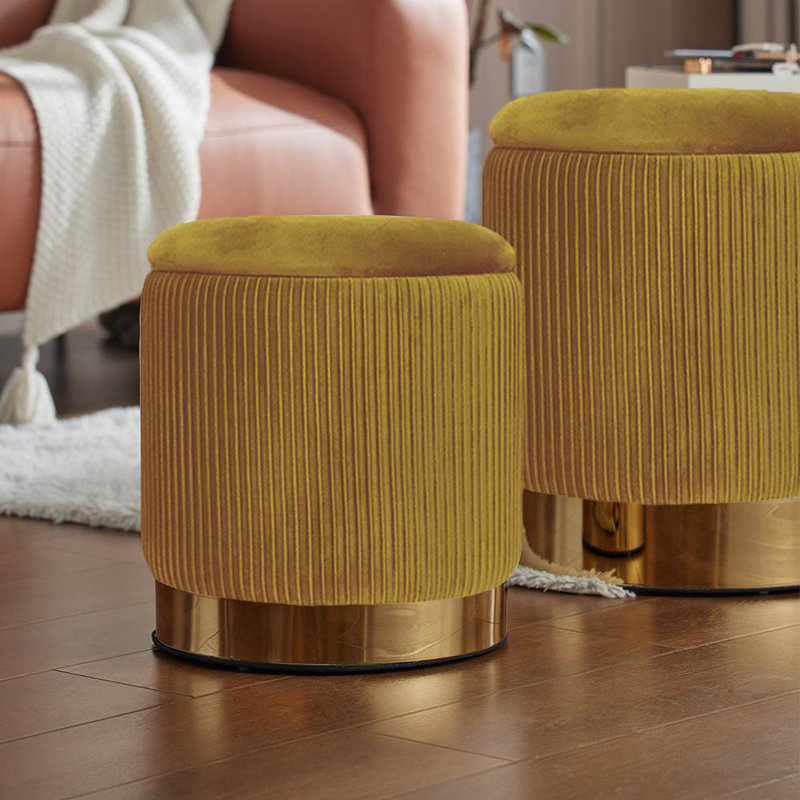 OTTOMAN AVEC ENSEMBLE DE RANGEMENT DE 2, Rayé jaune