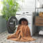 Tapis uni de couleur unie fabriqué à la machine en brun-1196181769